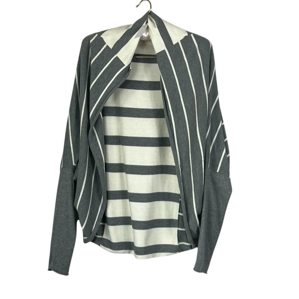 Ann Taylor Loft Lounge Open Front Cardigan Sweater Women's Size M Grey White